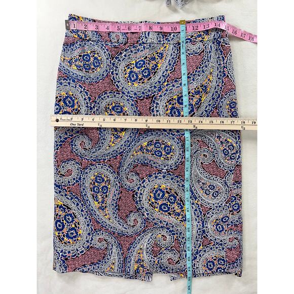J. Crew Womens 4 No 2 Pencil Skirt Paisley Work Office Career Classic Church - Picture 7 of 7